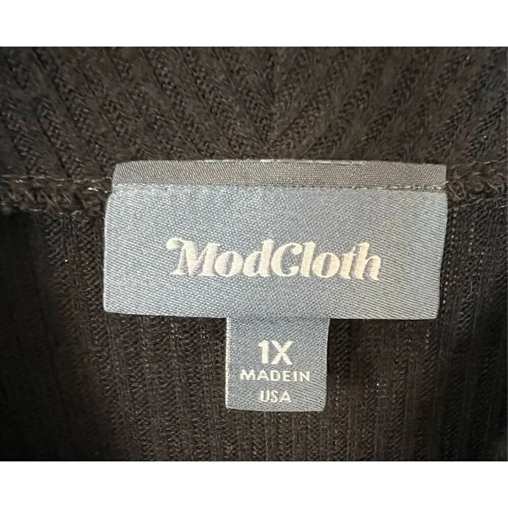 ModCloth Black Long Sleeve Lightweight Warm A-Line Sweater Dress